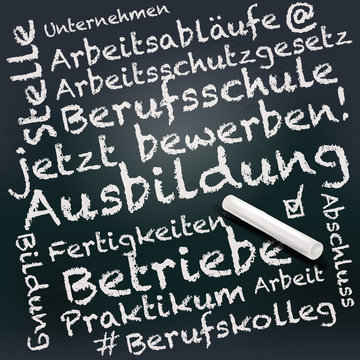 Tafel und Kreide mit Ausbildung