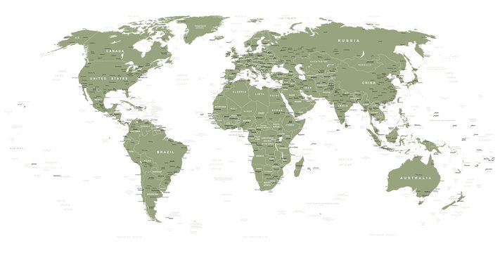 Swamp Green World Map - borders, countries and cities - illustration


Highly detailed vector illustration of world map.
