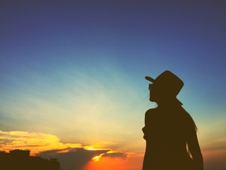 silhouette woman sky