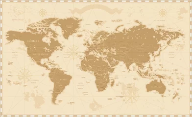 Papier Peint photo Lavable Carte du monde Ancienne carte du monde rétro vintage