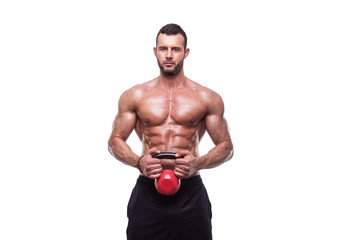 Fototapeta premium Fit and strong man with kettle-bell.