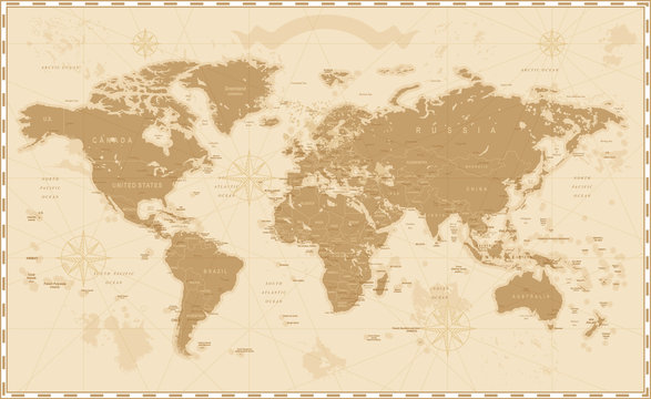 Old Vintage Retro World Map
