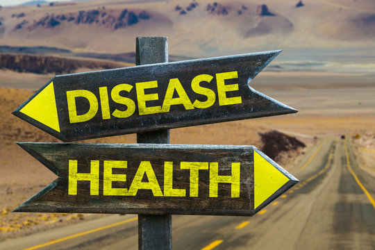 Disease - Health crossroad in a desert background