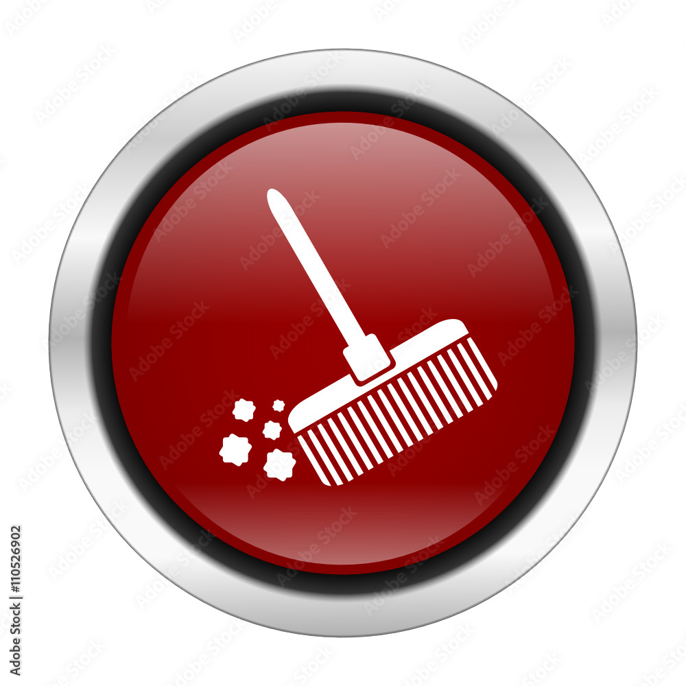 Poster red round glossy vector broom web icon