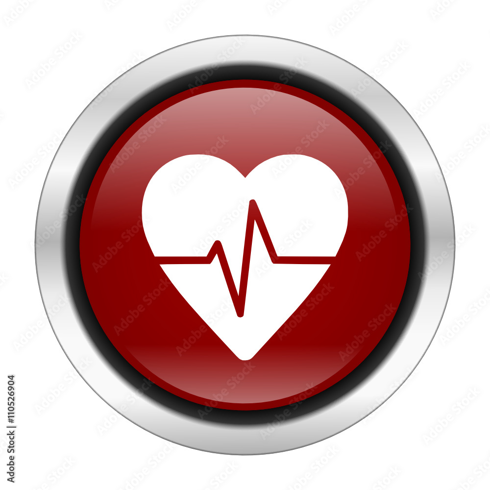 Aufkleber red round glossy vector heart pulse web icon