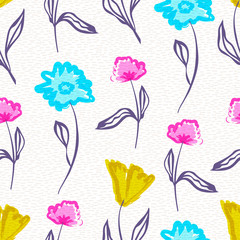 seamless pattern with hand drawn flowers