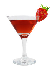 Bacardi cocktail in a glass with strawberries