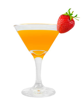 Mimosa Cocktail With Strawberry