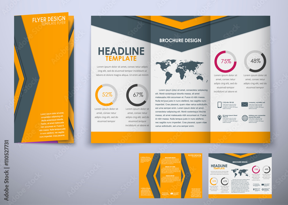 Poster template triple folding brochure design style material