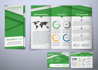 Template triple folding brochure design style material