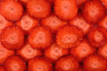 Background juicy cut strawberries