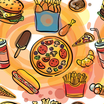 fast food sketch seamless