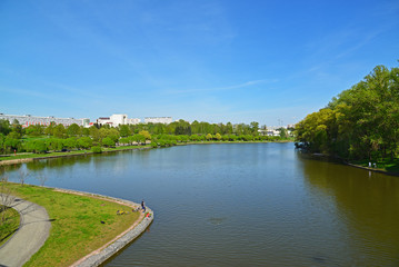Big City pond and park of  Victory in Zelenograd, Russia