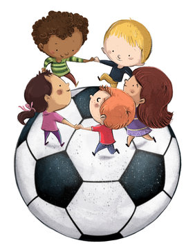 niños con pelota en mundial futbol