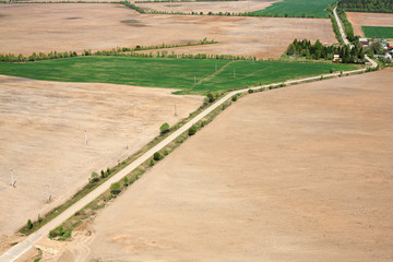 Aerial View - Russian meadows and fields