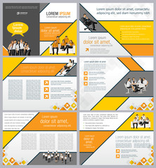 Colorful template for advertising brochure with business people in the city
