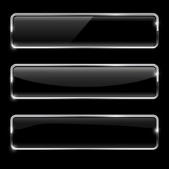 Black buttons with chrome frame. Glossy rectangular buttons