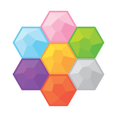 Obraz na płótnie Canvas Colorful gemstones simple game objects vector set