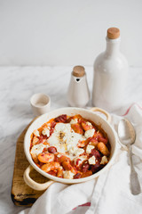 bean with chorizo and eggs