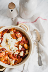bean with chorizo and eggs