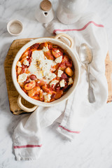 bean with chorizo and eggs