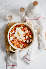 bean with chorizo and eggs