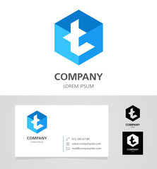Obraz premium Letter T - Logo Design Element with Business Card - illustrationVector Logotype Template 