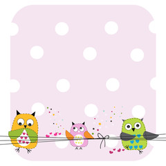 Fototapeta premium Cute Owls Family Baby Shower greeting card vector illustration