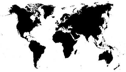 Obraz premium Black World Map - illustrationHighly detailed contour of world map.