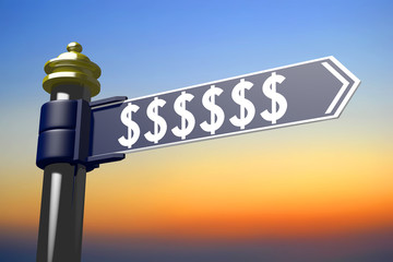 Dollar sign signpost