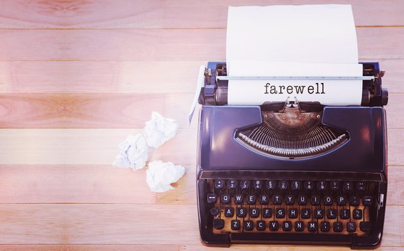 Composite image of farewell message on a white background