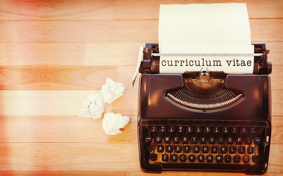 Composite image of curriculum vitae message on a white backgroun