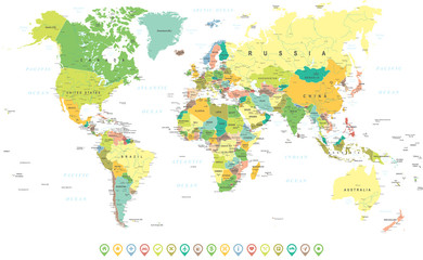 Colored World Map and Navigation Icons - illustration


Highly detailed colored vector illustration of world map.
