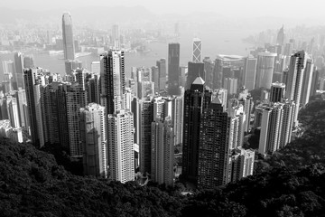 Fototapeta premium Hong Kong city view in black and white