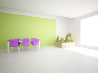 Naklejka na ściany i meble white interior design of living room -3D illustration