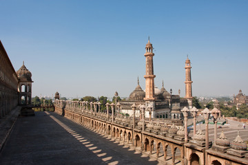 Fototapeta na wymiar Asfi mosque view from roof of the Bara Imambara,India.