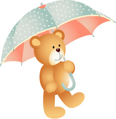 Teddy bear with umbrella