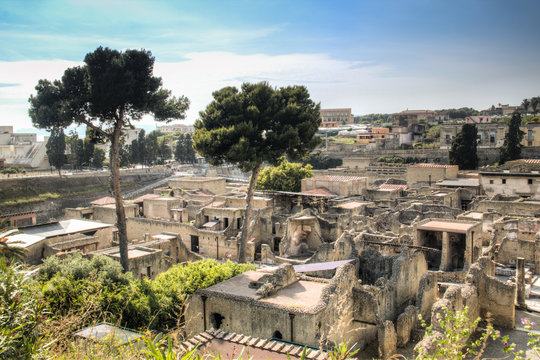 The ruins of Herculaneum excavation in Ercolaono near Naples, Italy
