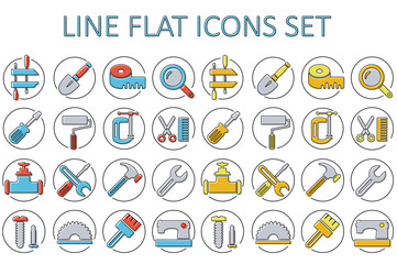 Set of building tools icons Linear