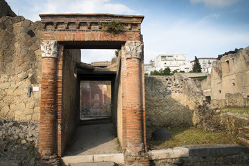 The ruins of Herculaneum excavation in Ercolaono near Naples, Italy
