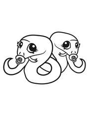 siblings, brothers, sisters, twins 2 babies, child snake pacifier sweet cute kawaii cartoon comic cute