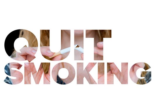 Quit smoking message on a white background