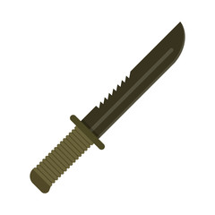 Army Military knife dark green . Special squad soldier weapons. Vector illustration