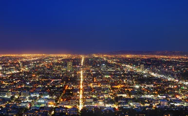  View of Los Angeles skyline at night © Maria Sbytova
