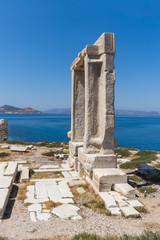 Close up view of Portara, Apollo Temple Entrance, Naxos Island, Cyclades, Greece