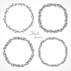 Set of floral decorative frames