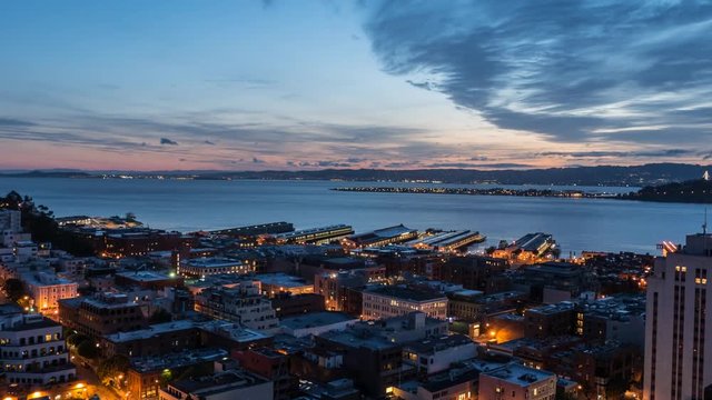 San Francisco Bay Dawn Time Lapse with Zoom Out