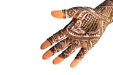 Henna temporary tattoo on woman's hand