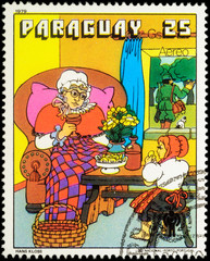 Little Red Riding Hood and her grandmother - a scene from a fair