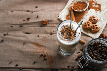 coffee latte with chocolate sprinkles